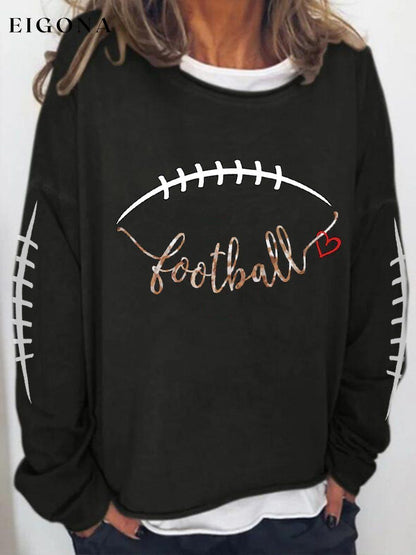 Women's Football Heart Print T-Shirt ball print