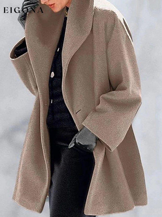 Loose Solid Color Woolen Long-Sleeved Coat top tops winter sale