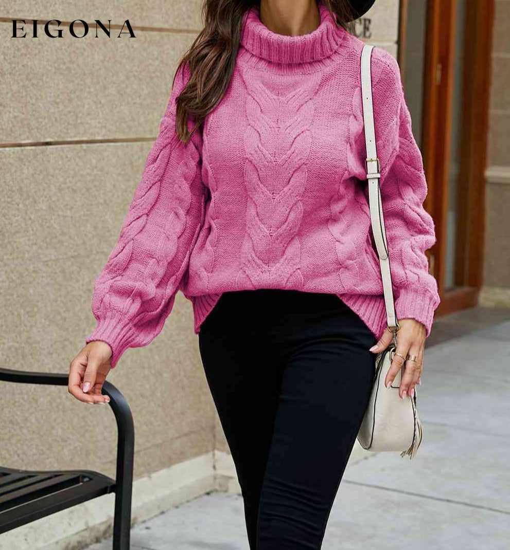 Cable-Knit Turtleneck Sweater Fuchsia Pink clothes SF Knit Ship From Overseas sweater sweaters