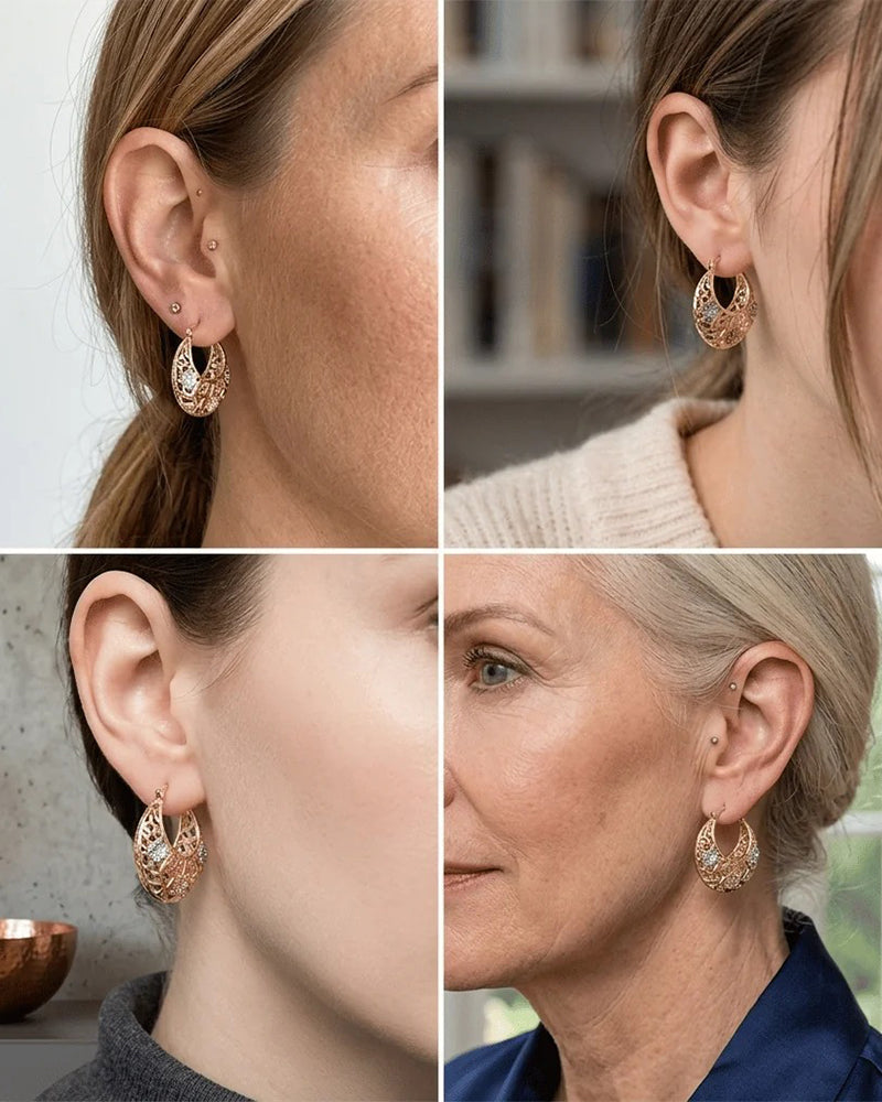 Vintage Flower Hoop Earrings