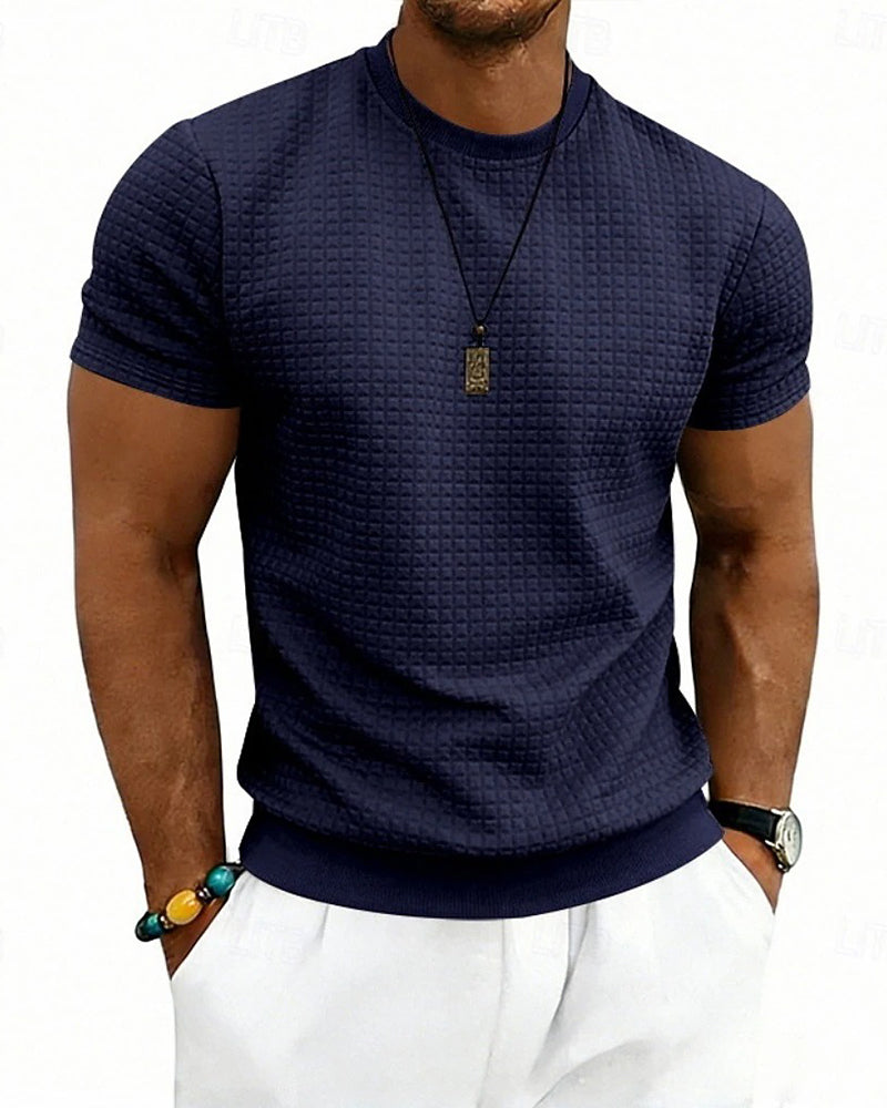 T-Shirt Ribbed Crewneck Short-Sleeve