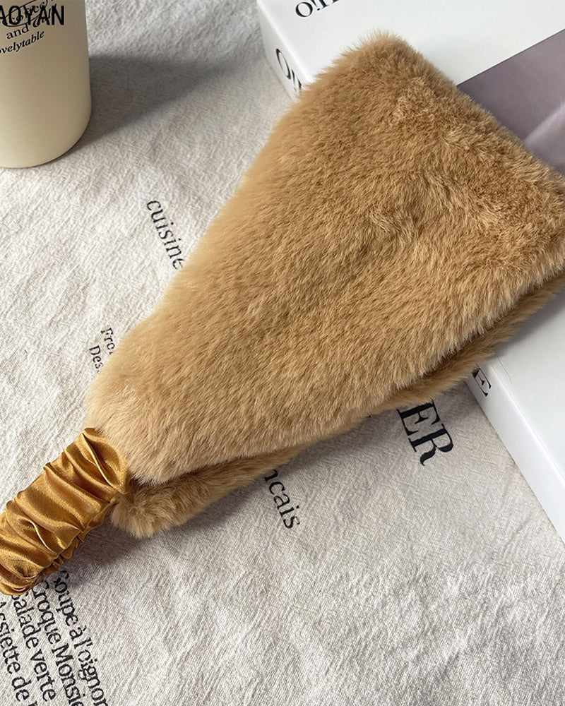 Wide Edge Soft Warm Windproof Cold-Proof Fuzzy Headband 2024 f/w accessoires spring
