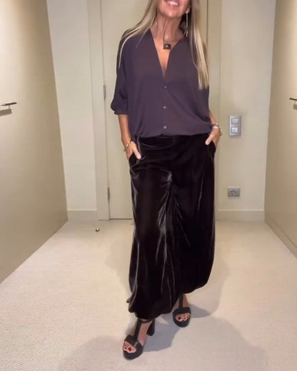 Trendy Velvet Baggy Casual Pants