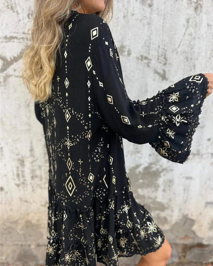 Lace Sleeve Hollow Out Oversized Dress