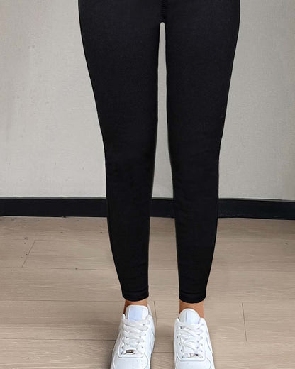 Women's Pocket Solid Skinny Casual Pant