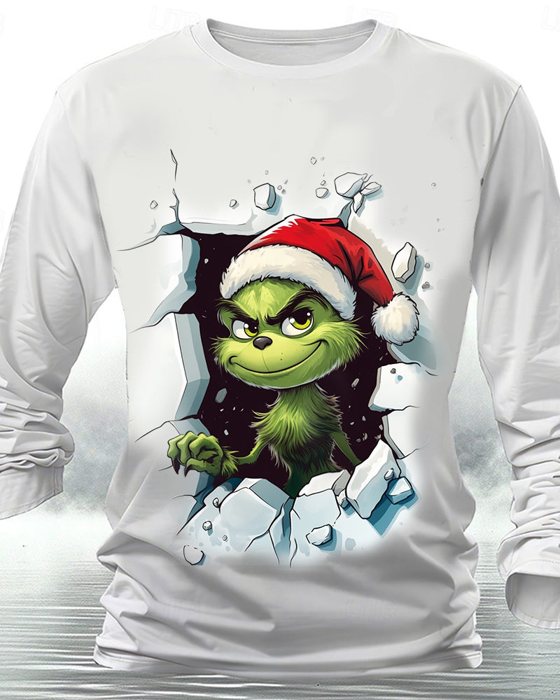 Men's Grinch Cartoon Print Casual Top 2024 f/w blouses & shirts man christmas