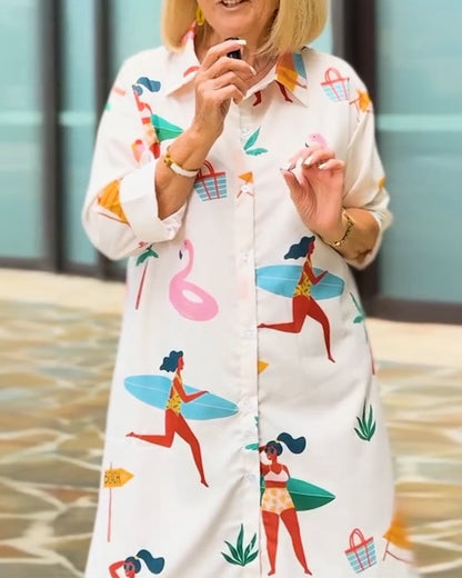 Abito con stampa grafica e revers