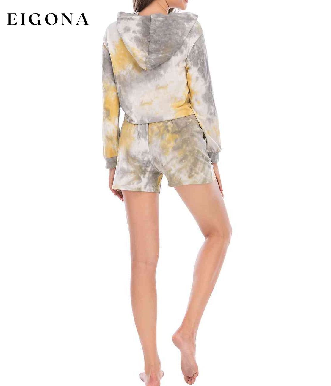 Tie-Dye Drawstring Hooded Top and Shorts Set clothes H#Y lounge lounge wear lounge wear sets loungewear loungewear sets sets Ship From Overseas sweater sweaters
