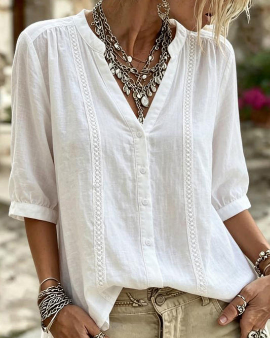 Solid Color Half Sleeve Blouse blouses & shirts spring summer