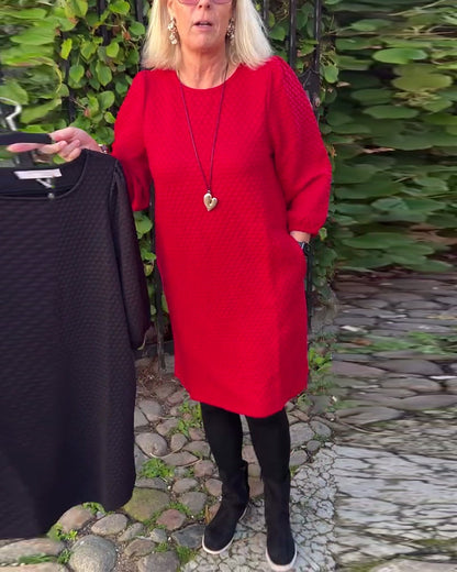 Casual Solid Color Round Neck Dress