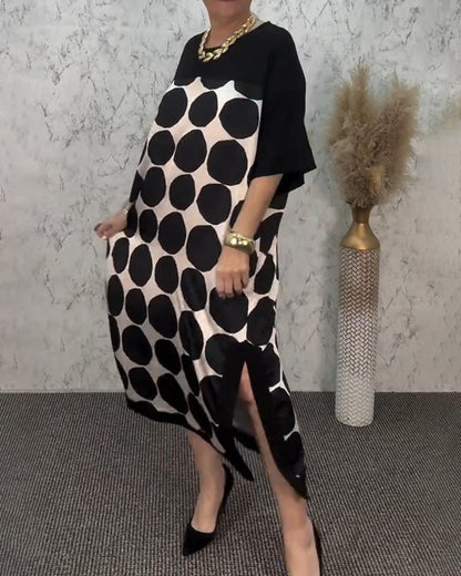 Abito dritto a pois larghi