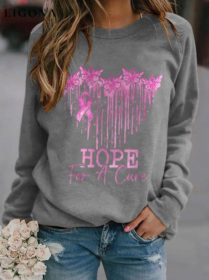 Butterfly Breast Cancer Heart Hope For A Cure Print Sweatshirt fall sale