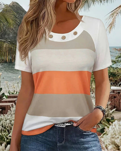 Casual Striped Short-Sleeved T-Shirt