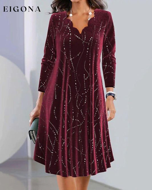 V-neck long-sleeve elegant dress Burgundy 2023 f/w 23BF casual dresses christmas Clothes Dresses Evening Dresses party dresses