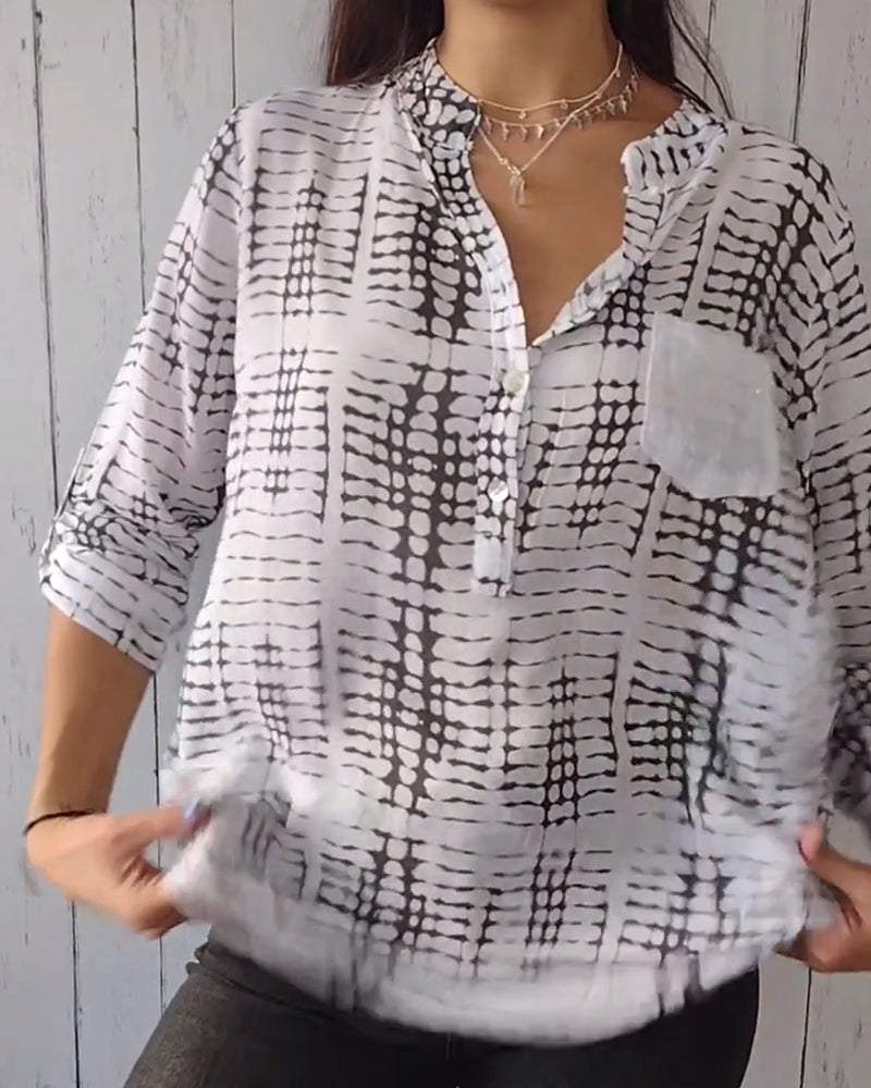 Casual pockets and pleated blouses blouse&shirts