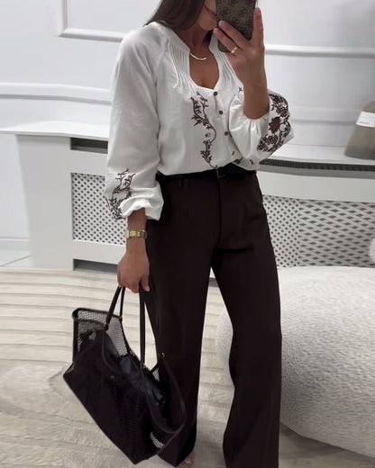 Ethnic Embroidered Print Blouse