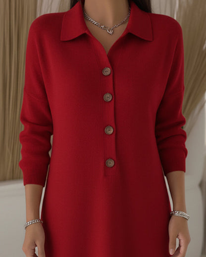 Fashionable Button-Down Lapel Dress