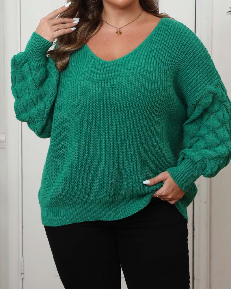 Puff Sleeve V-Neck Knit Pullover 2024 f/w pullovers
