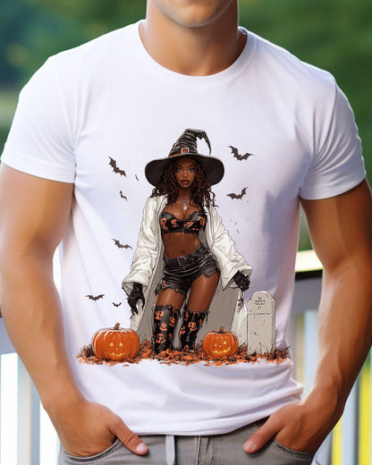 Halloween witch print T-shirt halloween summer t-shirts