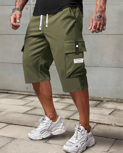 Men's Casual Drawstring Capri Cargo Pants