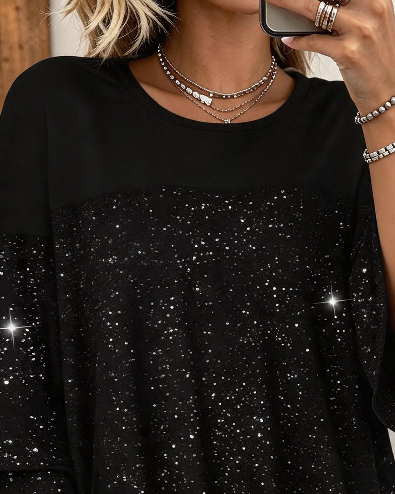 Crew Neck Flare Sleeve Blouse