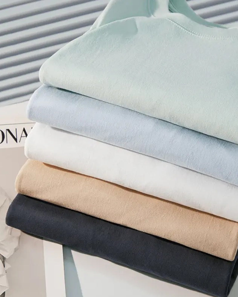 Men's Crew Neck Long-Sleeve Slit T-Shirt