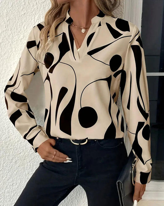 Abstract Geometric Print Blouse 2024 f/w blouses & shirts spring