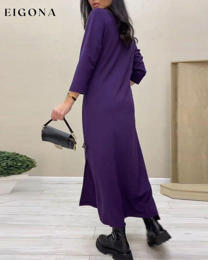 Elegant Slit Long Sleeve Dress 2023 f/w 23BF casual dresses Clothes Dresses