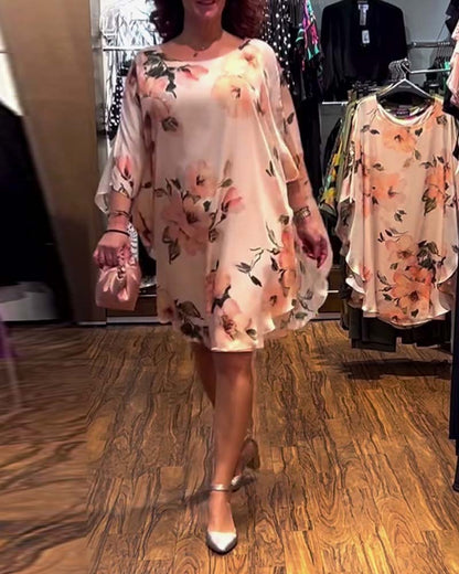 Abito stampato con maniche a pipistrello