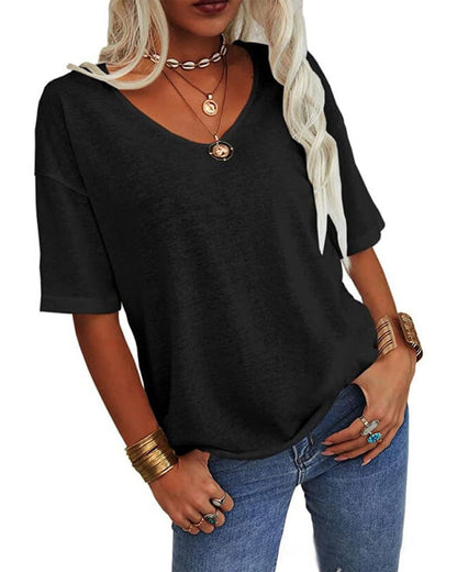 Women's Short-Sleeved V-Neck Top