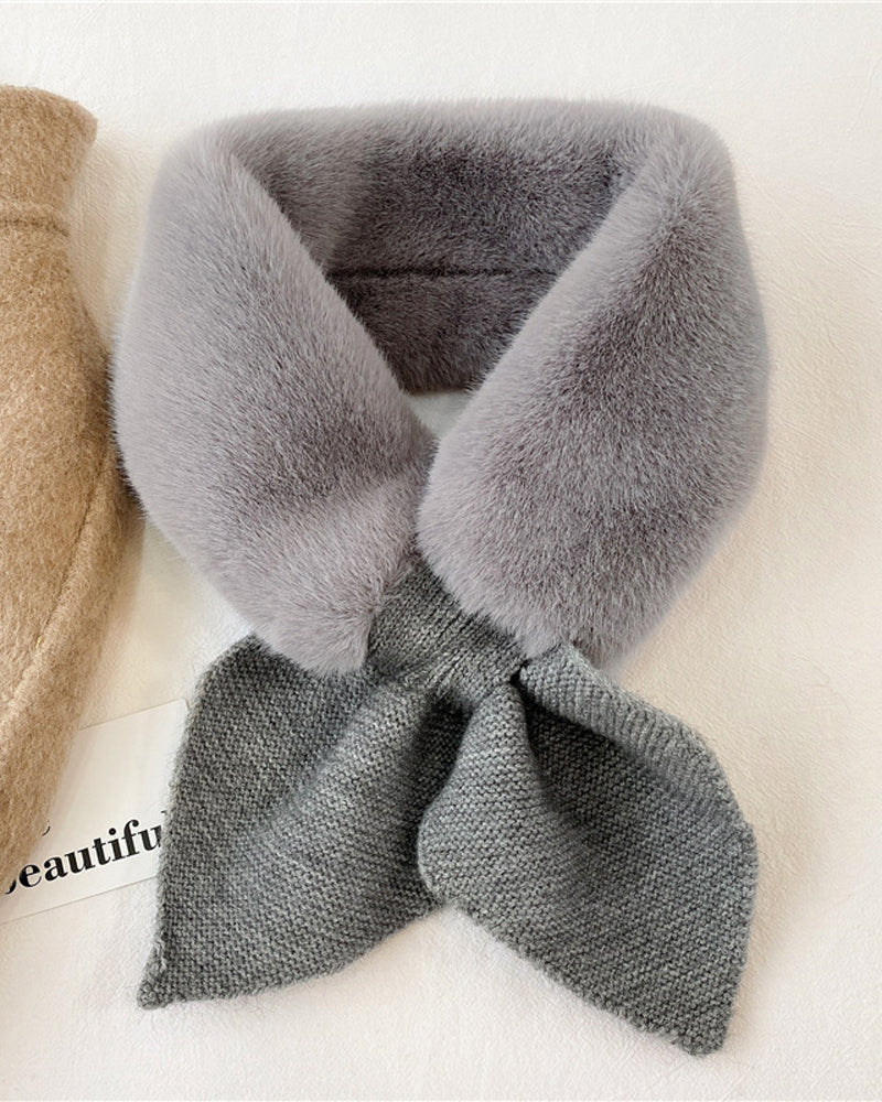 Fashionable Knitted Patchwork Fur Scarf