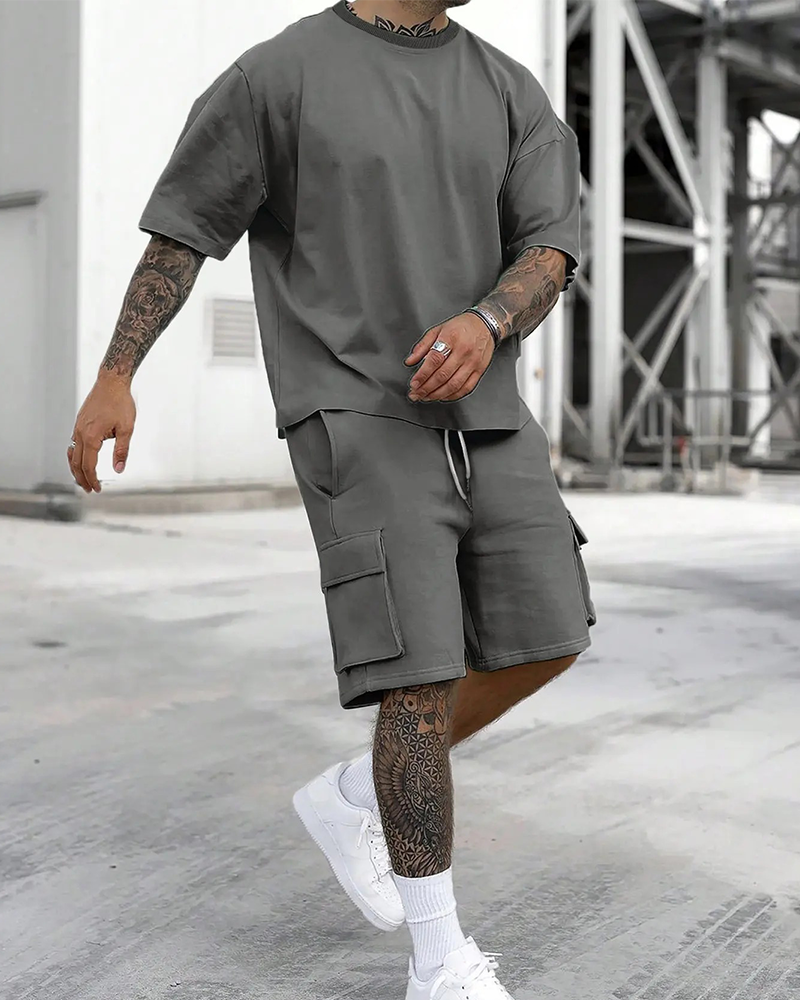 Men's Relaxed Short Sleeve Short Two Piece Set