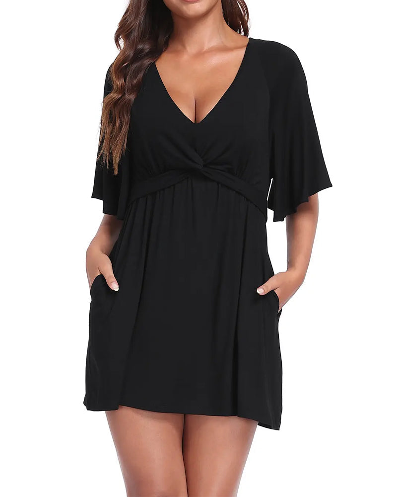 V-Neck Waist-Cinching Romper Dress casual dresses spring summer