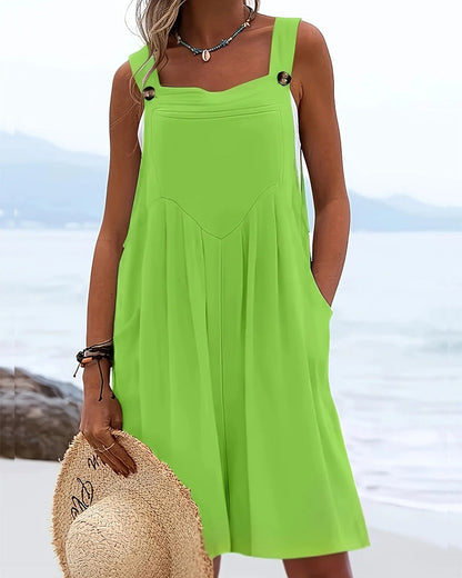 Casual Loose Fit Button Pocket Jumpsuits