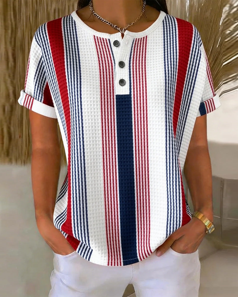Red White Blue Vertical Stripe T-Shirt