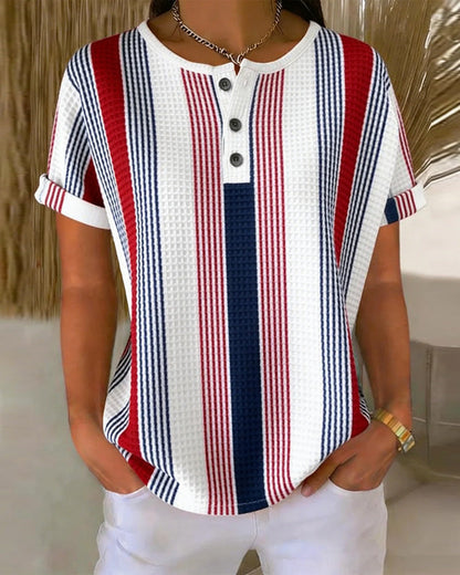 Red White Blue Vertical Stripe T-Shirt
