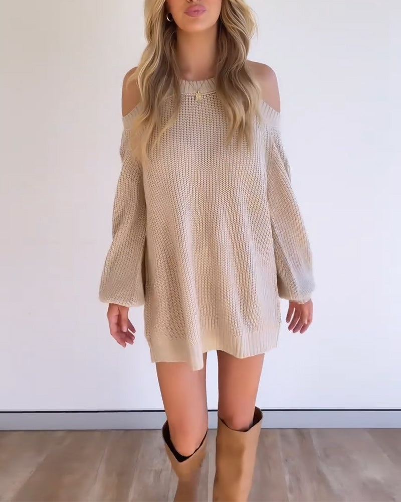 Off-Shoulder Long-Sleeved Casual Loose Sweater 2024 f/w sweaters & cardigans