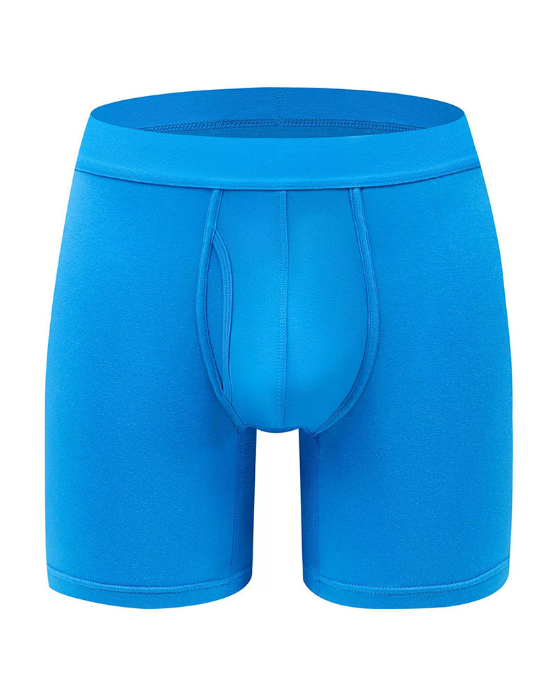 Men's Solid Color Bamboo Fiber Stretchy  Boxer Brief, Breathable Comfy Underwear for Daily Wear, Casual Men's Underwear for All Seasons