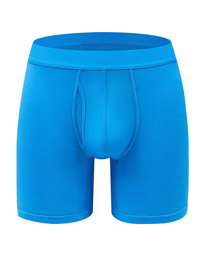 Men's Solid Color Bamboo Fiber Stretchy  Boxer Brief, Breathable Comfy Underwear for Daily Wear, Casual Men's Underwear for All Seasons