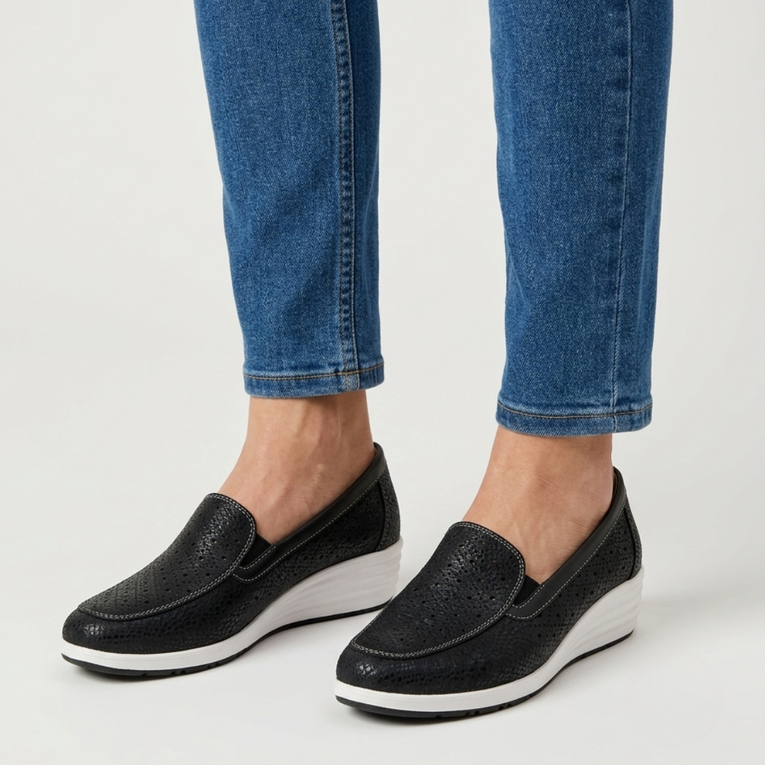 Ermione | Orthopedic Leather Loafers Comfortable Supportive Everyday Women Black comfortable shoes women leather loafers orthopedic loafers women supportive loafers walking shoes