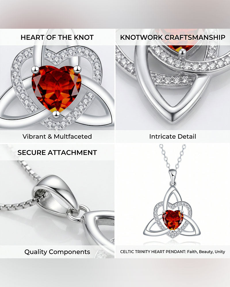 Birthstone Celtic Trinity Knot Heart Necklace✨ Heart Shape Celtic Trinity Knot Birthstone Pendant