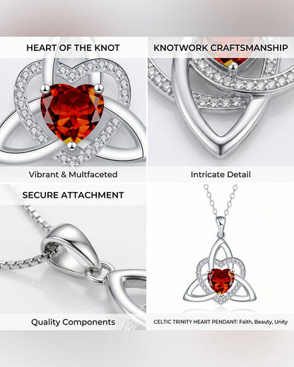 Birthstone Celtic Trinity Knot Heart Necklace✨ Heart Shape Celtic Trinity Knot Birthstone Pendant
