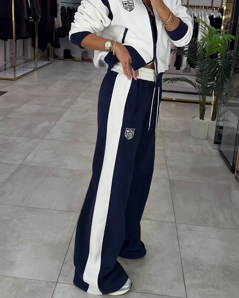 Color-Blocked Sportswear Two-Piece Set