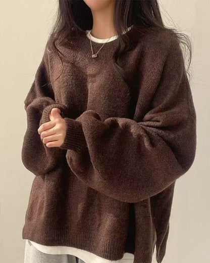 Crew Neck Side Slit Pullover