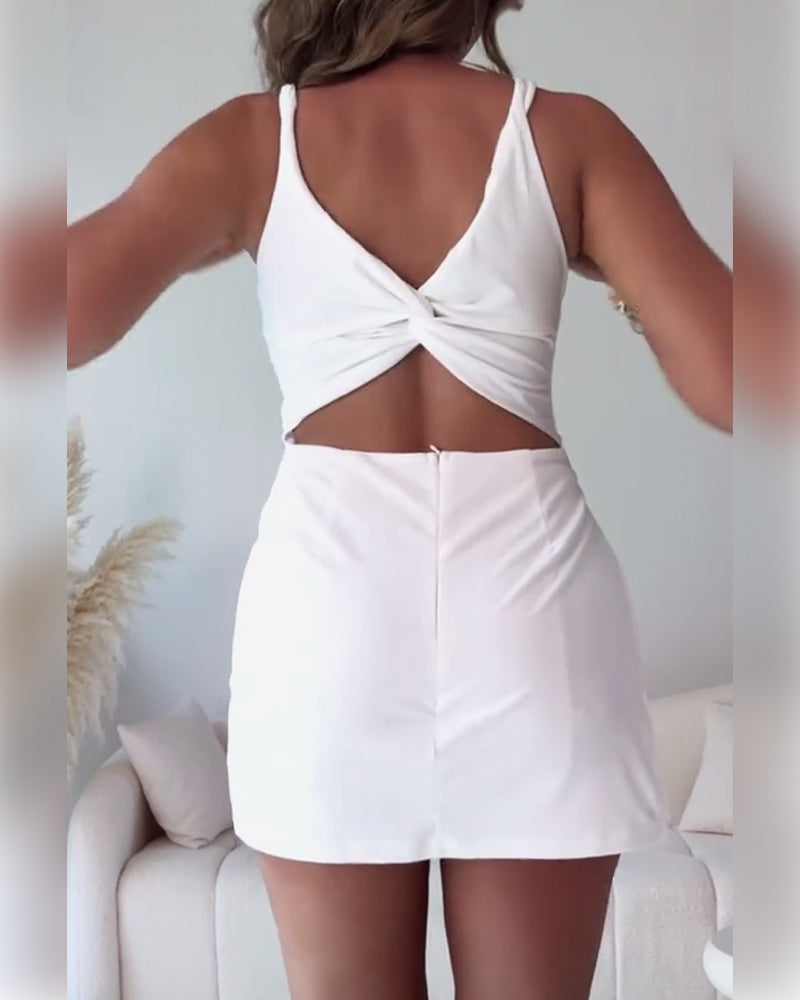 Square-Neck Slim-Fit Tennis Dress