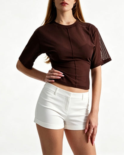 Mesh Patchwork Short T-Shirts