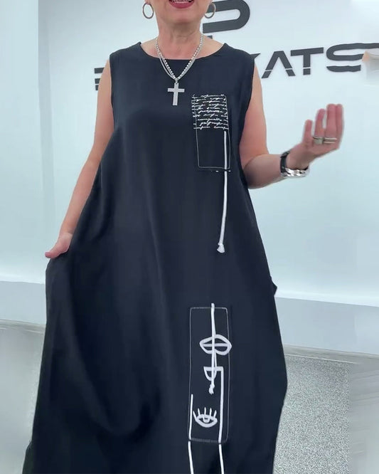 Sleeveless Oversized Letter Print Dress