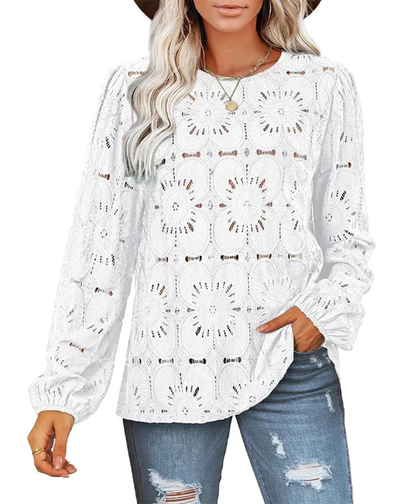Women's Elegant Crew Neck Hollow