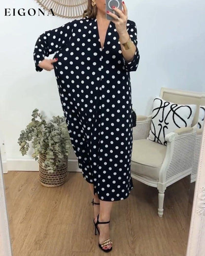 V-neck loose polka-dot dress casual dress spring summer vacation dresses