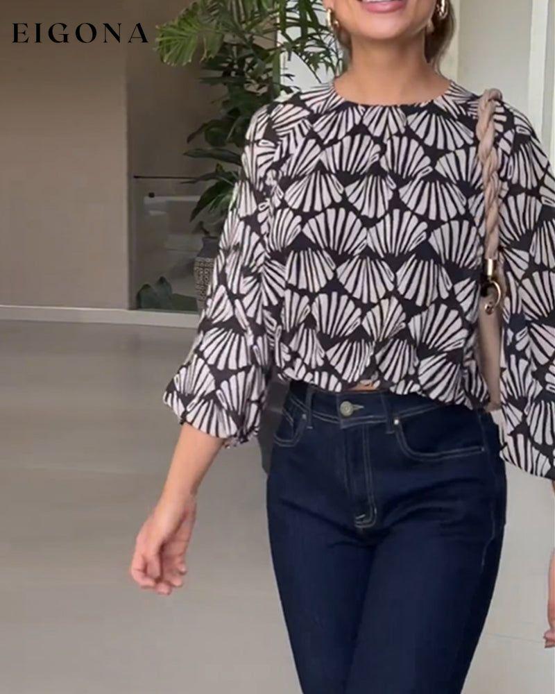 Long sleeve printed commuting blouse blouses & shirts spring summer